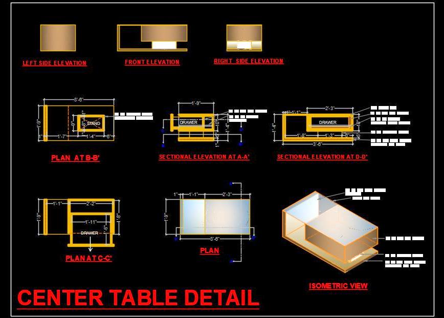 Center Table Design in AutoCAD with Isometric View